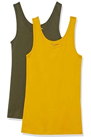 Amazon Canottiera vestibilità Aderente Donna, Pacco da 2, , M