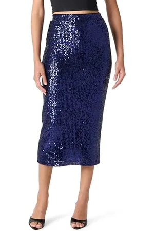 THE DROP Gonna Midi Bianca con Paillettes, , XS