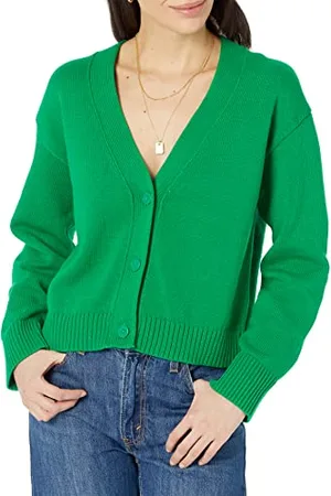 Amazon Cardigan Corto con Scollo a V dalla vestibilità Comoda Donna, , S