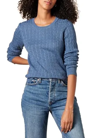 Amazon Maglione A Girocollo A Coste Leggero A Manica Lunga (Disponibile in Taglie Forti) Donna, , L