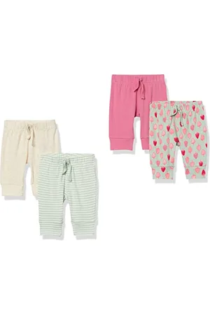 Amazon Pantaloni Senza Chiusura in Cotone Bimba, Pacco da 4, , 3-6 Mesi