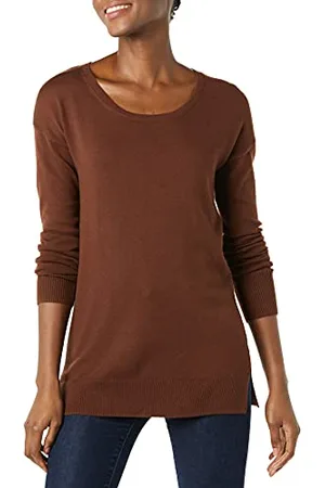 Amazon Maglione a Tunica Leggero a Maniche Lunghe Girocollo (Disponibile in Taglie Forti) Donna, , M