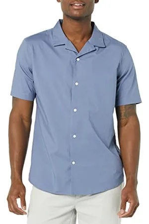 Amazon Camicia Estiva in Cotone a Maniche Corte Stile Resort Colletto con Bottoni Uomo, , S