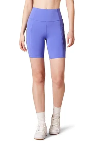 Amazon Pantaloncini da Bici Sportivi Modellanti a Vita Alta da 18 cm con Tasche Donna, , M