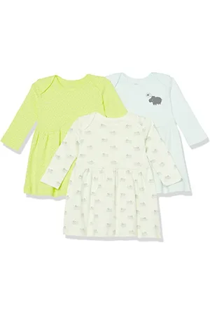 Amazon Abito in Cotone A Maniche Lunghe Bimba, Pacco da 3, , Prematuro