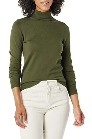Amazon Maglione A Collo Alto E Maniche Lunghe Leggero con vestibilità Classica (Taglie Forti Disponibili) Donna, , L