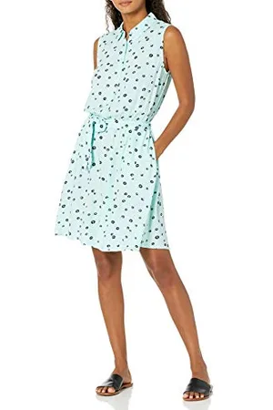 Amazon Abito Chemisier Senza Maniche in Tessuto dalla vestibilità Comoda Donna, , XS
