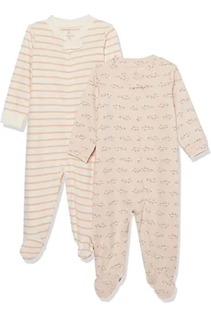 Amazon Pagliaccetto con Piedi in Cotone Biologico (precedentemente Amazon Aware) Unisex Bimbi, Pacco da 2, , 3-6 Mesi