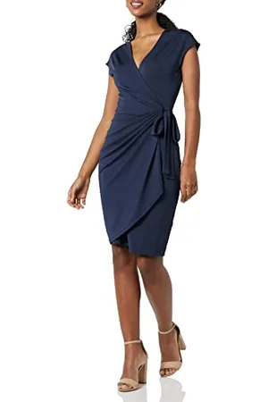 Amazon Abito Classico Avvolgente con Maniche ad Aletta (Taglie Forti Disponibili) Donna, , S