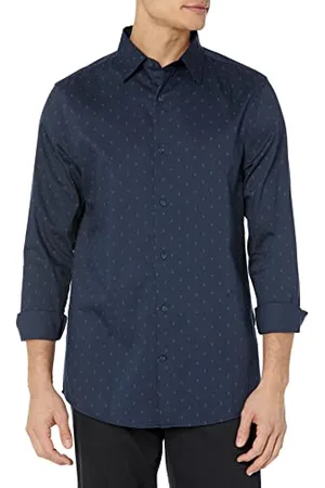 Amazon Camicia Elegante Elasticizzata a Manica Lunga vestibilità Regolare Uomo, , XL