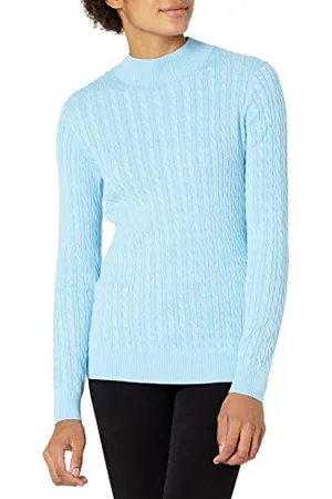 Amazon Maglione a Lupetto a Coste a Maniche Lunghe Leggero vestibilità Classica Donna, , XS