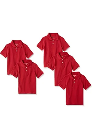 Amazon Polo in piqué a Maniche Corte Bambini e Ragazzi, Pacco da 5, , 4 Anni