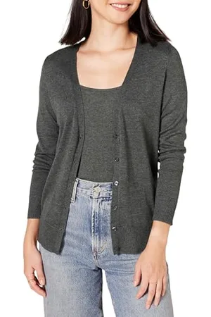 Amazon Cardigan Leggero Girocollo (Disponibile in Taglie Forti) Donna, , XL Plus