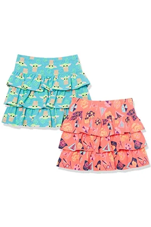 Amazon Disney | Marvel | Star Wars | Frozen | Princess Gonne a ruota in maglia con volant Bambine e ragazze, Pacco da 2, , 6-7 anni