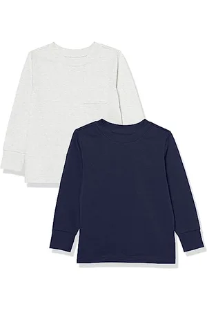 Amazon T-Shirt a Maniche Lunghe con Polsini a Costine Unisex Bambini e Ragazzi, Pacco da 2, , 3 Anni