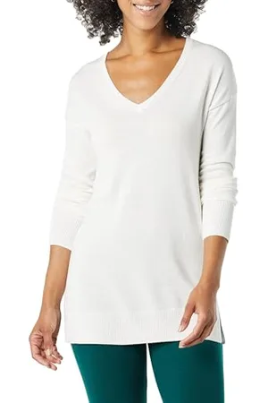 Amazon Maglione A Tunica Leggero A Maniche Lunghe con Scollo A v (Disponibile in Taglie Forti) Donna, , M