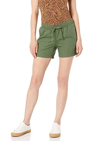 Amazon Pantaloncini in Misto Lino con Coulisse e Interno Gamba da 12,7 cm (Disponibili in Taglie Forti) Donna, , XL