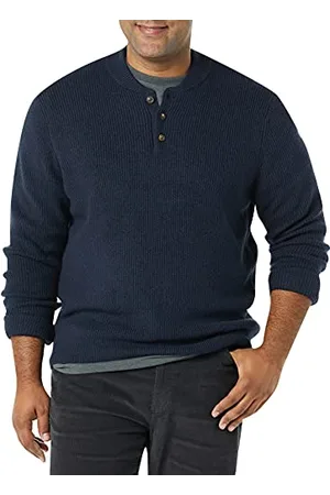 Amazon Maglione Morbido a Maniche Lunghe con Collo Abbottonato Uomo, , L