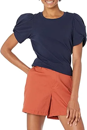 Amazon Maglietta Girocollo a Maniche Corte con Maniche a Sbuffo e Vestibilità Classica Donna, , XXL