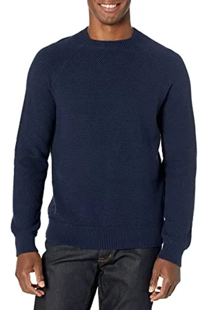 Amazon Maglione girocollo in cotone testurizzato vestibilità oversize Uomo, , XL