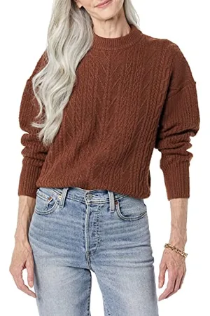 Amazon Maglione A Girocollo A Coste Moderno Morbido al Tatto (Disponibile in Taglie Forti) Donna, , XL