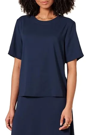 Amazon Top a Maniche Corte in Georgette Regular Fit Donna, , XS