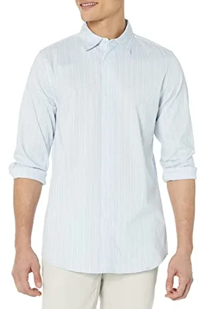 Amazon Camicia Elegante Elasticizzata a Manica Lunga vestibilità Slim Uomo, , XS