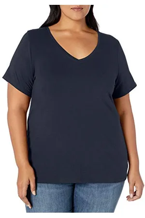 Amazon T-Shirt a Maniche Corte con Scollo a V, Taglie Forti Donna, , 5XL Plus