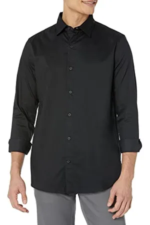Amazon Camicia Elegante Elasticizzata a Manica Lunga vestibilità Regolare Uomo, , M
