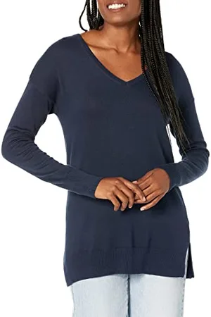 Amazon Maglione A Tunica Leggero A Maniche Lunghe Con Scollo A v (Disponibile In Taglie Forti) Donna, , XL