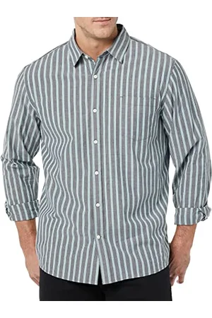 Amazon Camicia in Popeline Elasticizzato A Manica Lunga dalla vestibilità Regolare Uomo, , XS