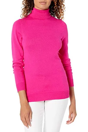 Amazon Maglione A Collo Alto E Maniche Lunghe Leggero con vestibilità Classica (Taglie Forti Disponibili) Donna, , XS
