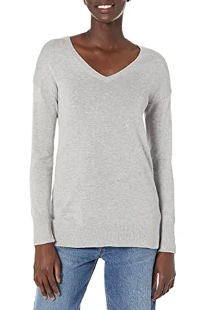 Amazon Maglione A Tunica Leggero A Maniche Lunghe Con Scollo A v (Disponibile In Taglie Forti) Donna, , S