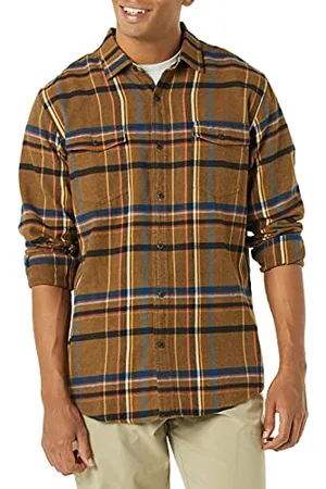 Amazon Camicia in Flanella vestibilità Regolare a Maniche Lunghe con Due Tasche Uomo, , L