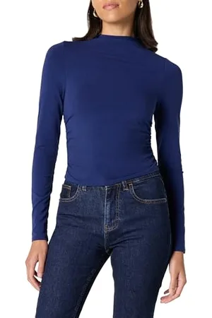 THE DROP Ebony Mock Neck Long Sleeve Top Camicie, , XXS