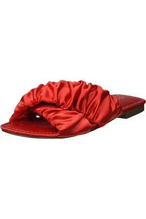 THE DROP Brianna Sandali Bassi con Arricciatura e Cinturino Incrociato da Donna, , 35.5 EU