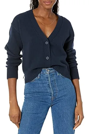 Amazon Cardigan Corto con Scollo a V dalla vestibilità Comoda Donna, , XXL