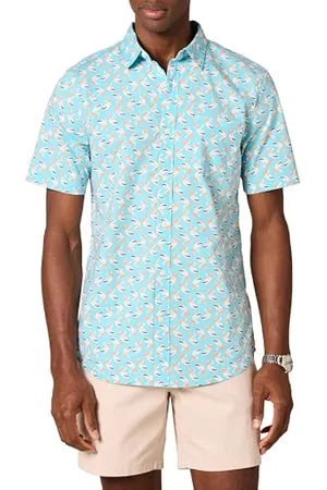 Amazon Camicia in Popeline a Maniche Corte Slim Uomo, , XXL