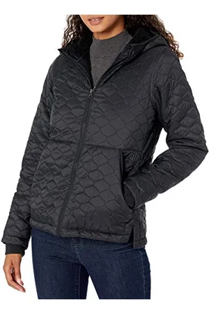 Amazon Piumino Leggero Trapuntato con Cappuccio Foderato in Sherpa Impermeabile con Cerniera Integrale Donna, , M