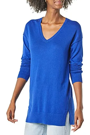 Amazon Maglione A Tunica Leggero A Maniche Lunghe Con Scollo A v (Disponibile In Taglie Forti) Donna, , 4XL Plus