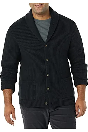 Amazon Cardigan Morbido a Maniche Lunghe con Collo Sciallato Uomo, , L