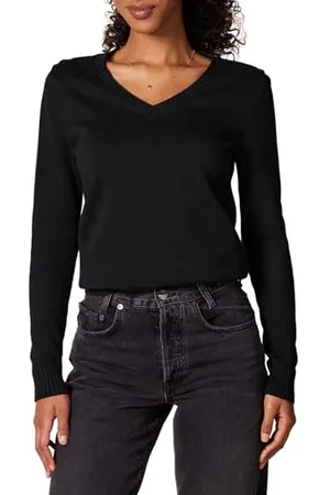 Amazon Maglione con Scollo a v a Maniche Lunghe 100% Cotone Donna, , XXL