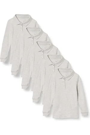 Amazon Polo in Tessuto Interlock a Maniche Lunghe Bambine e Ragazze, Pacco da 5, , 2 Anni