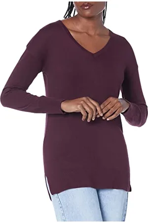 Amazon Maglione A Tunica Leggero A Maniche Lunghe Con Scollo A v (Disponibile In Taglie Forti) Donna, , XXL