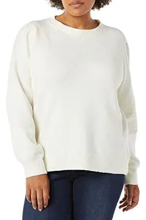Amazon Maglione Girocollo con Spalle Plissettate Morbido al Tatto Donna, , XL