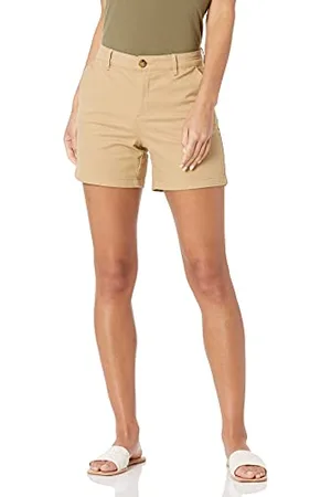 Amazon Pantaloncini Kaki con Cucitura Interna da 13 cm a Vita Medio Alta (Disponibili in Vestibilità Dritta e Curvy) Donna, , 46