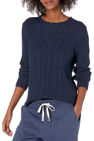 Amazon Maglione da Pescatore A Girocollo A Coste A Manica Lunga (Disponibile in Taglie Forti) Donna, , XL