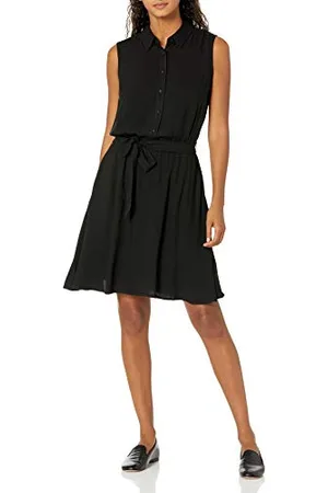 Amazon Abito Chemisier Senza Maniche in Tessuto dalla vestibilità Comoda Donna, , XS
