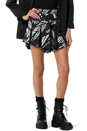 THE DROP Gonna Pantalone da Donna, Stile Parachute, Stampata, con Dettaglio in Rete, , XS