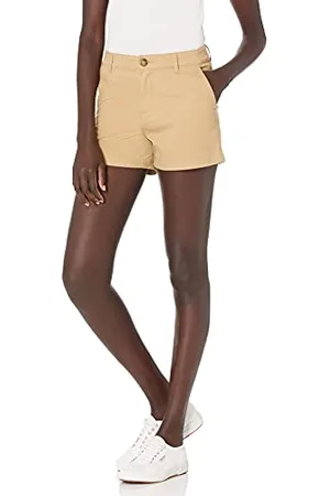 Amazon Pantaloncini Kaki con Cucitura Interna da 9 cm a Vita Medio Alta Donna, , 44